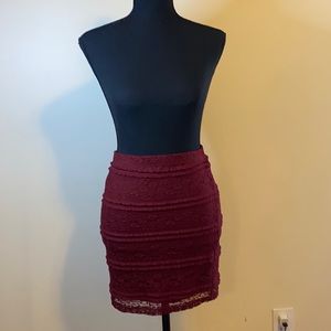 Forever 21 lace burgundy skirt